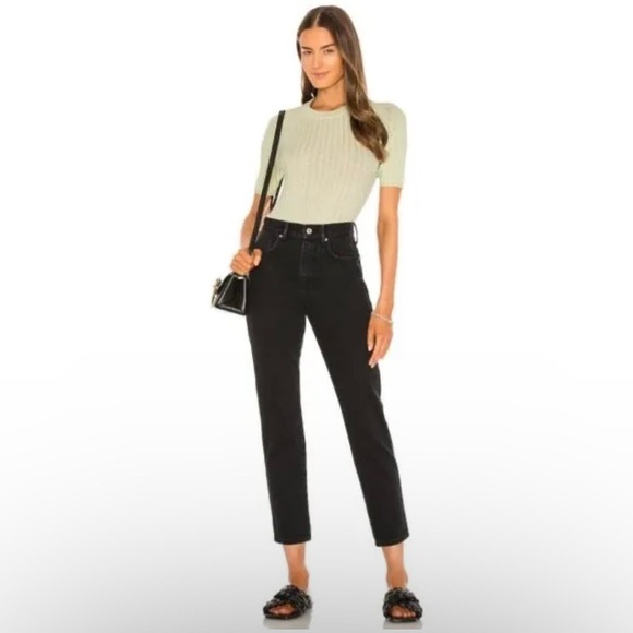 Free People We the Free  Black Out Stove Pipe High Waisted Jean OB1271078 SZ 27 - Picture 2 of 12